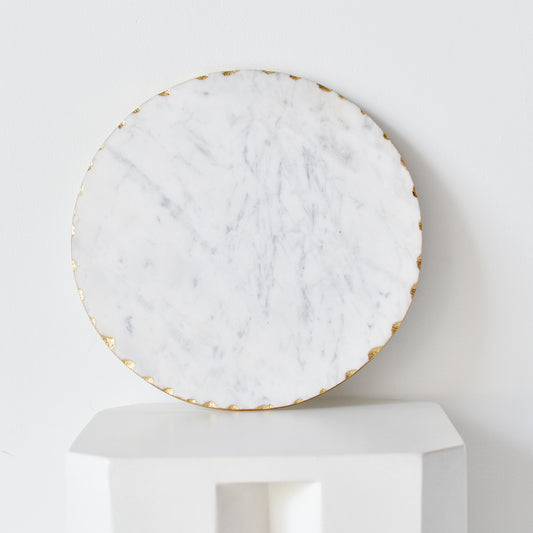 Round Gold & Marble Rotating Stand