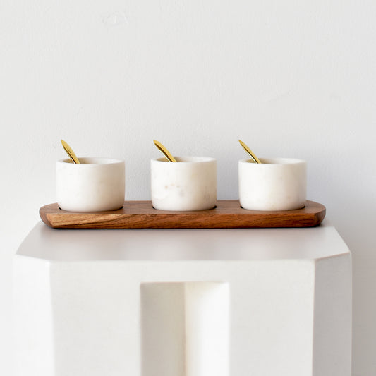 Marble & Wood Condiments Tray