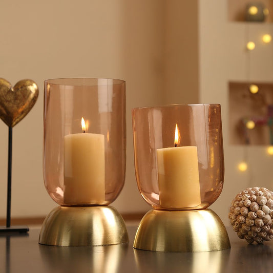 Peach & Gold Candle Holder- Two Options