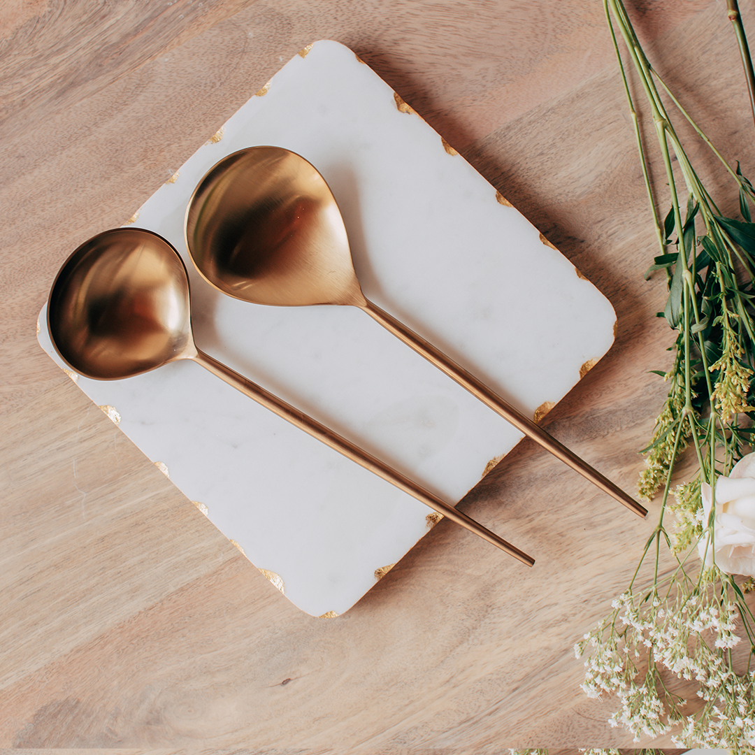 Two Piece Brass Serving Set