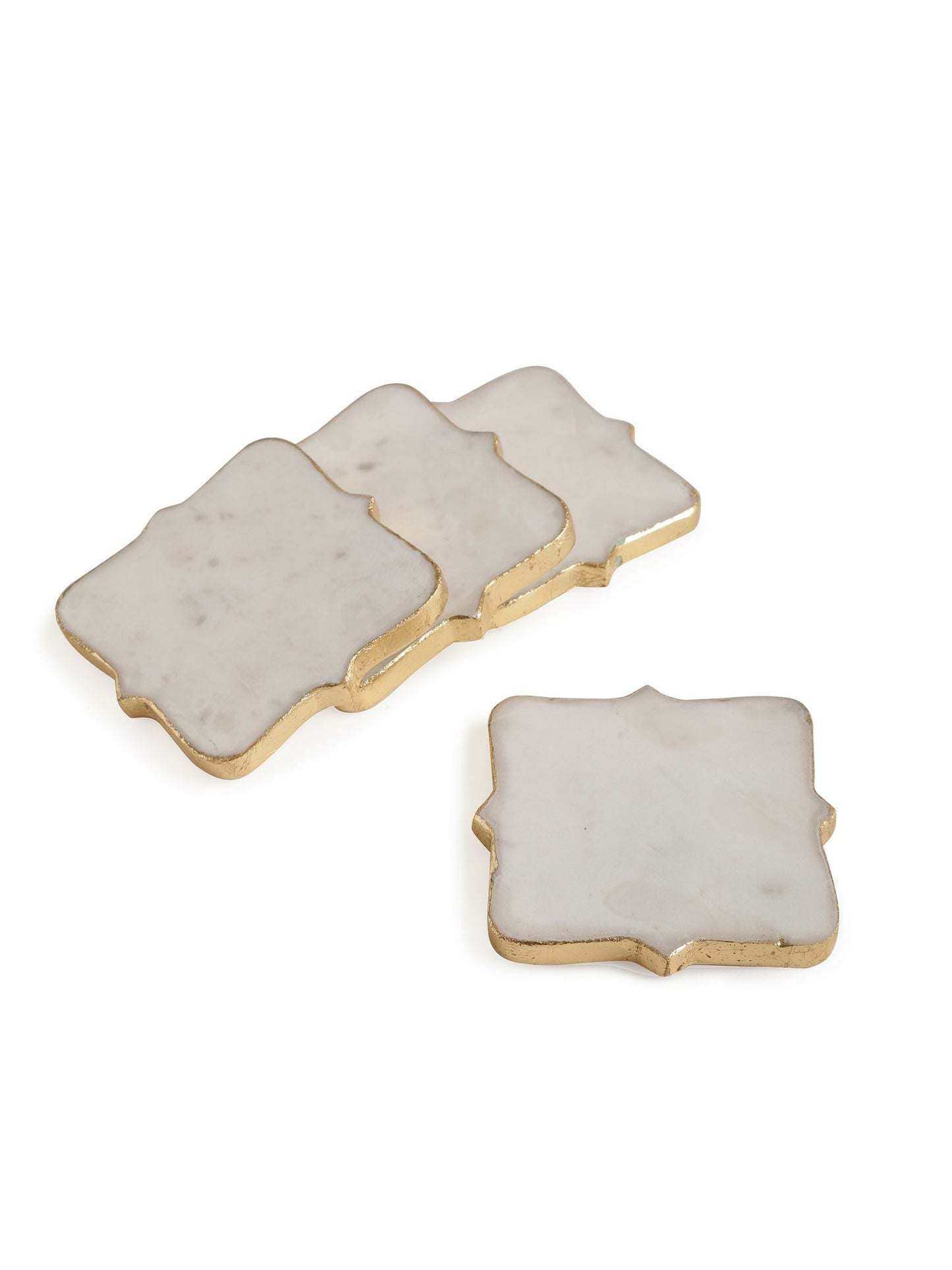 Gold & Marble Coaster Set- Set Of 4