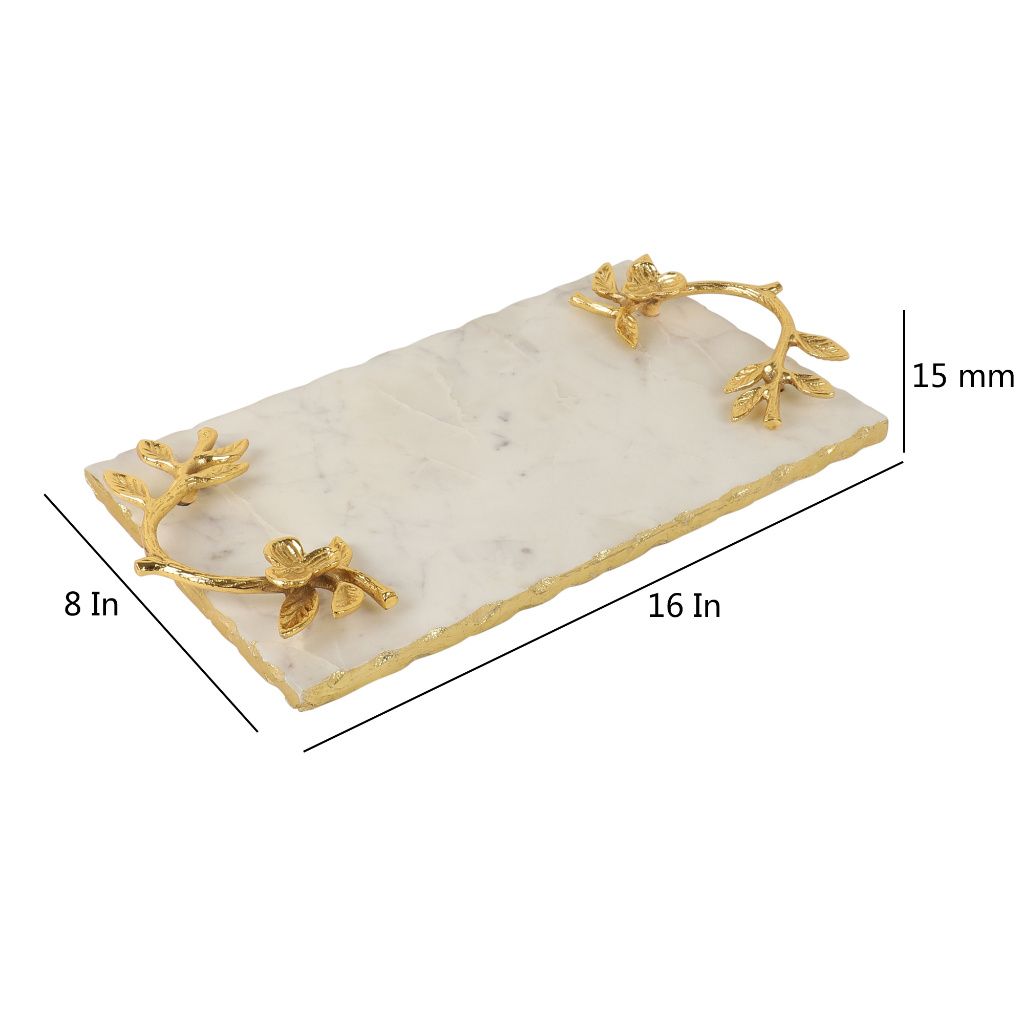 Marble Tray With Leaf Handles