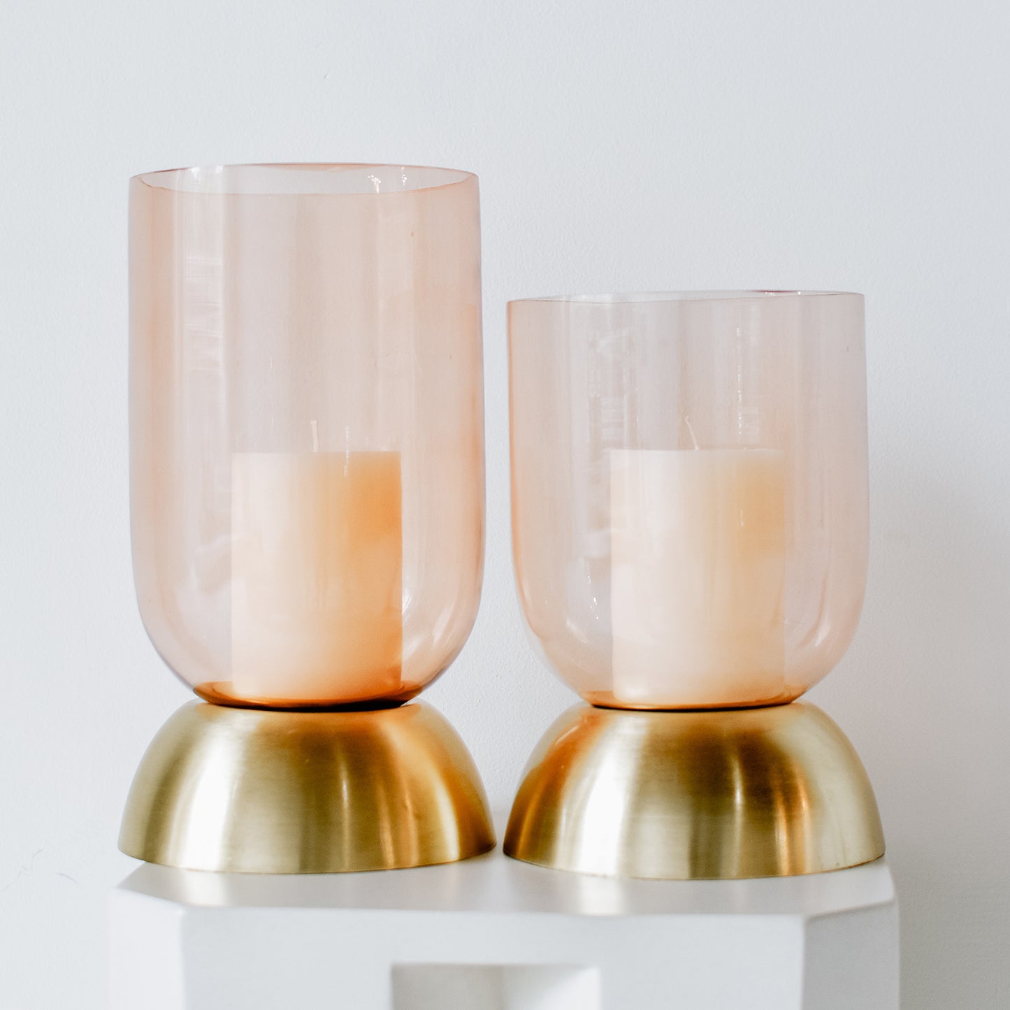 Peach & Gold Candle Holder- Two Options