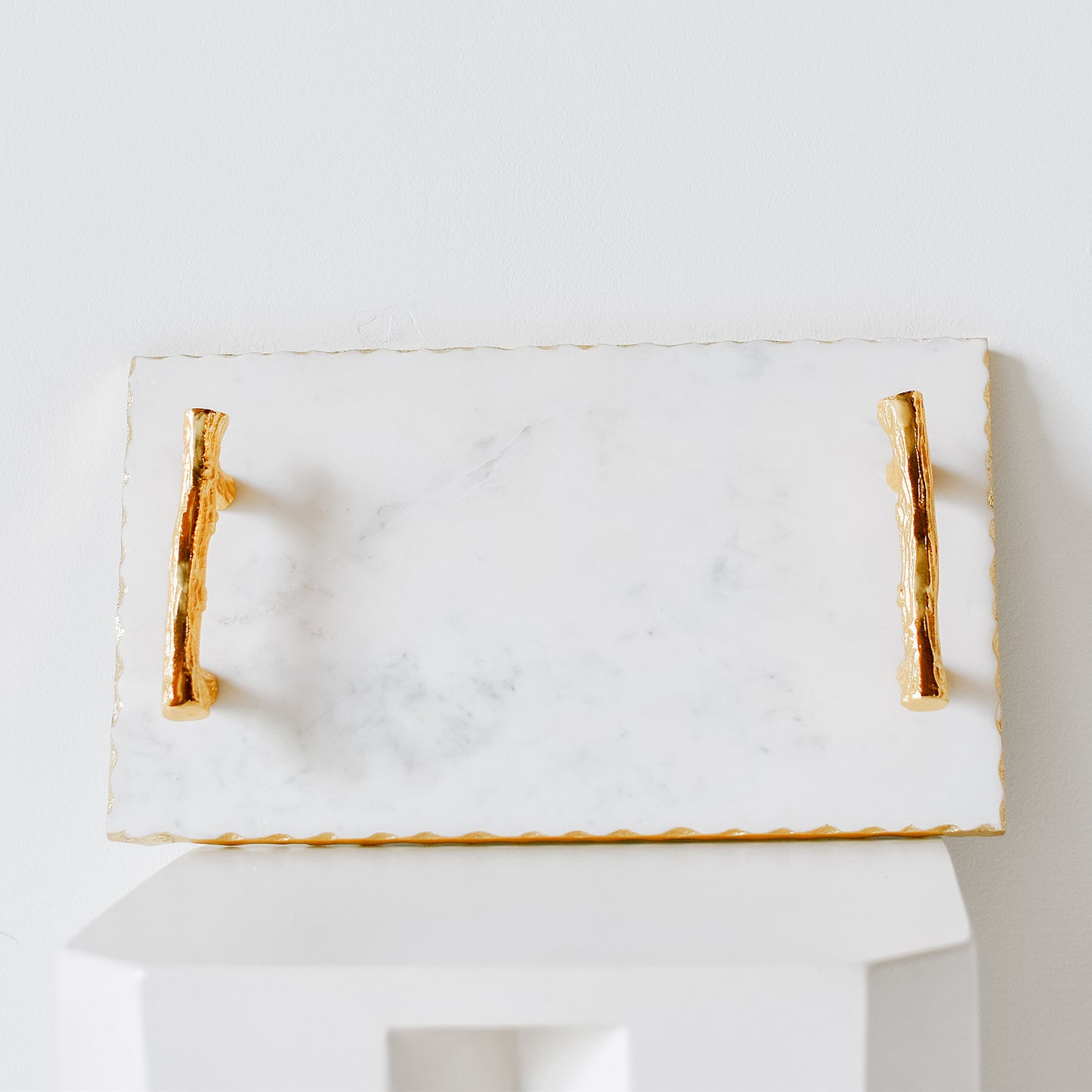 Marble Tray With Gold Handle