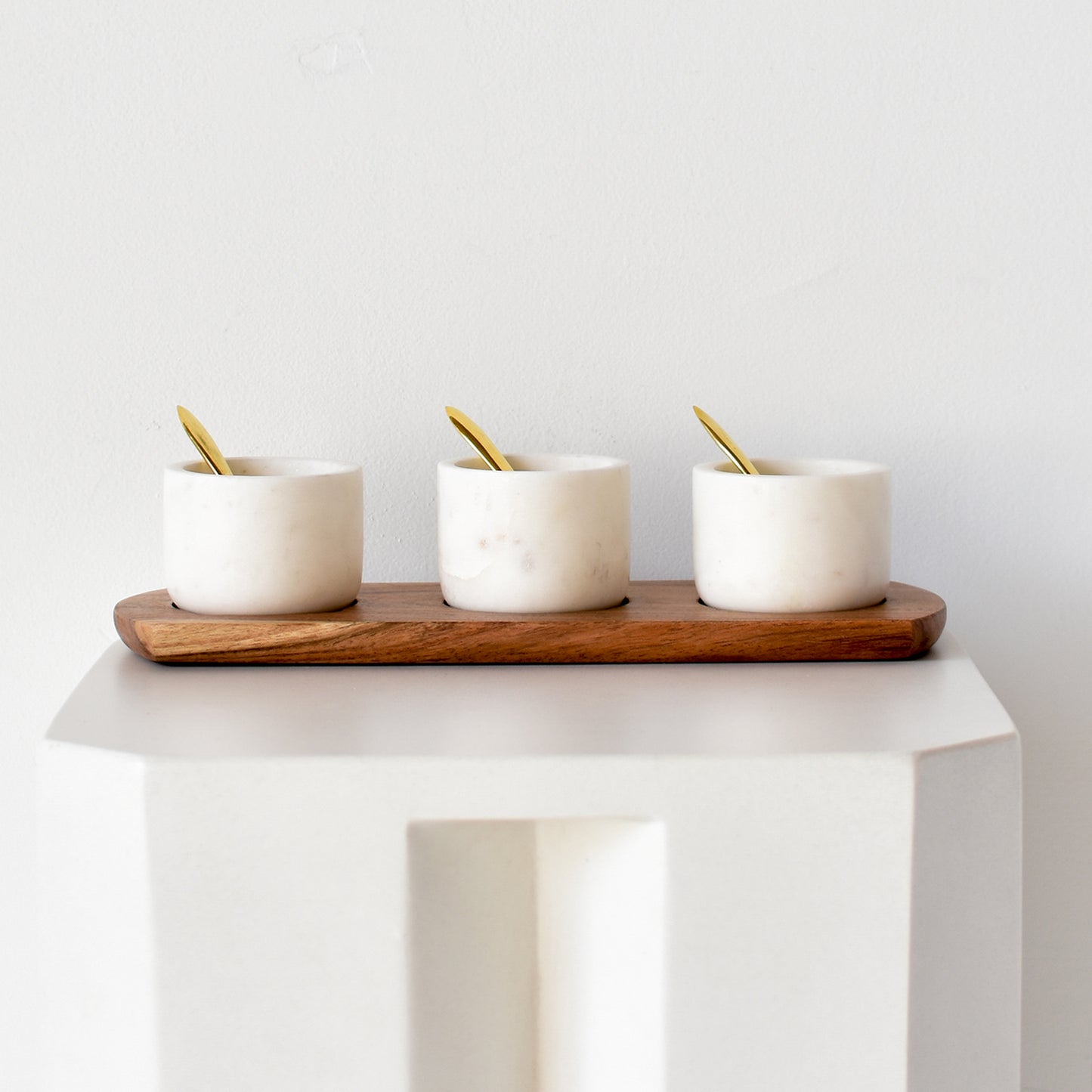 Marble & Wood Condiments Tray