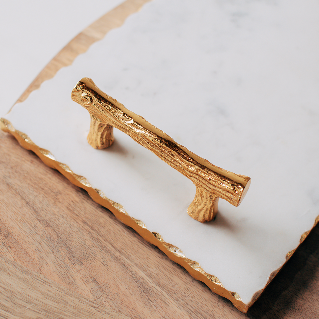 Marble Tray With Gold Handle