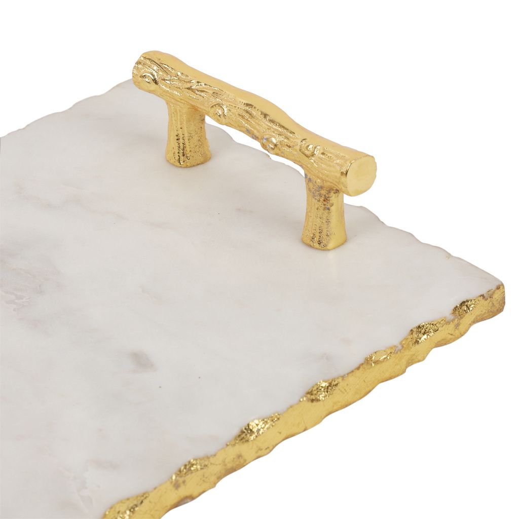 Marble Tray With Gold Handle