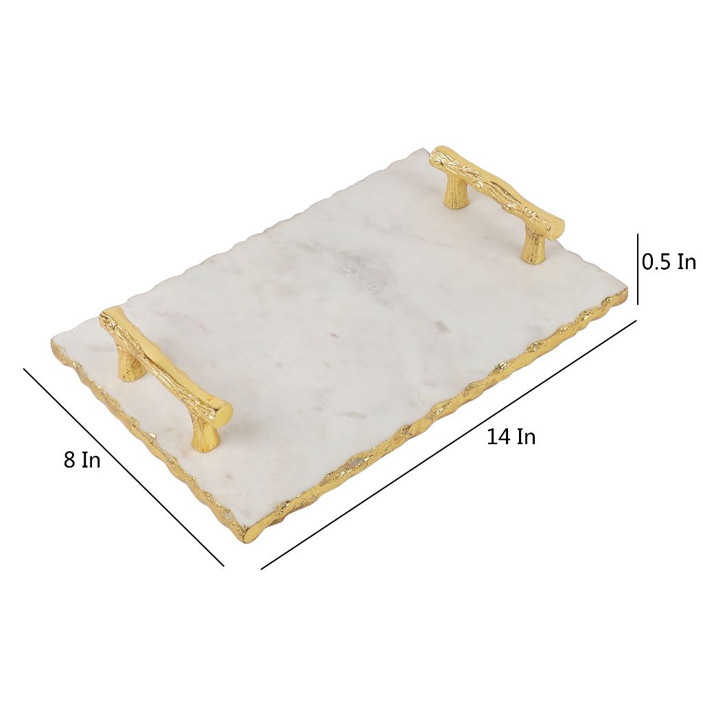 Marble Tray With Gold Handle