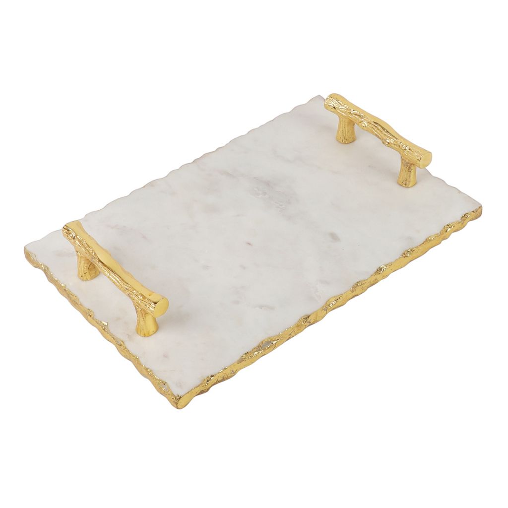 Marble Tray With Gold Handle