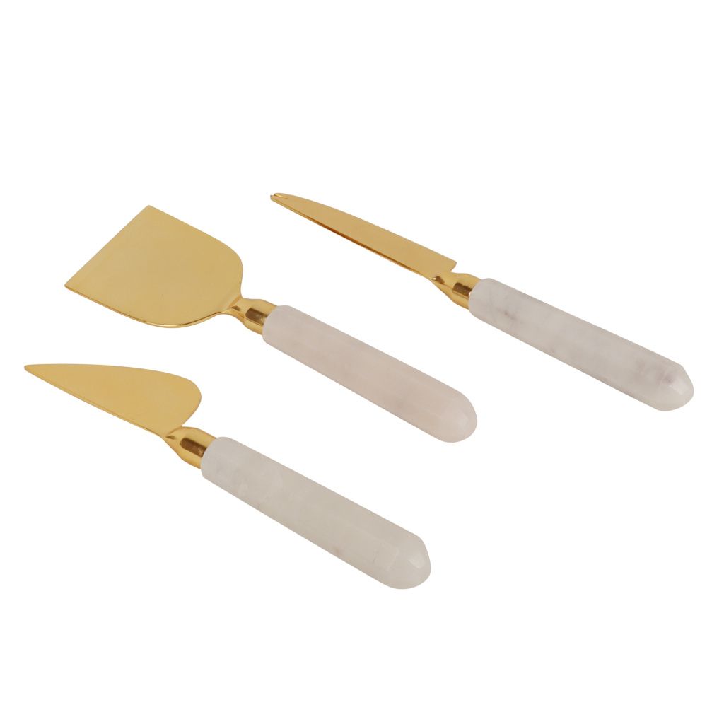 Marble & Brass Cheese Cutlery Set