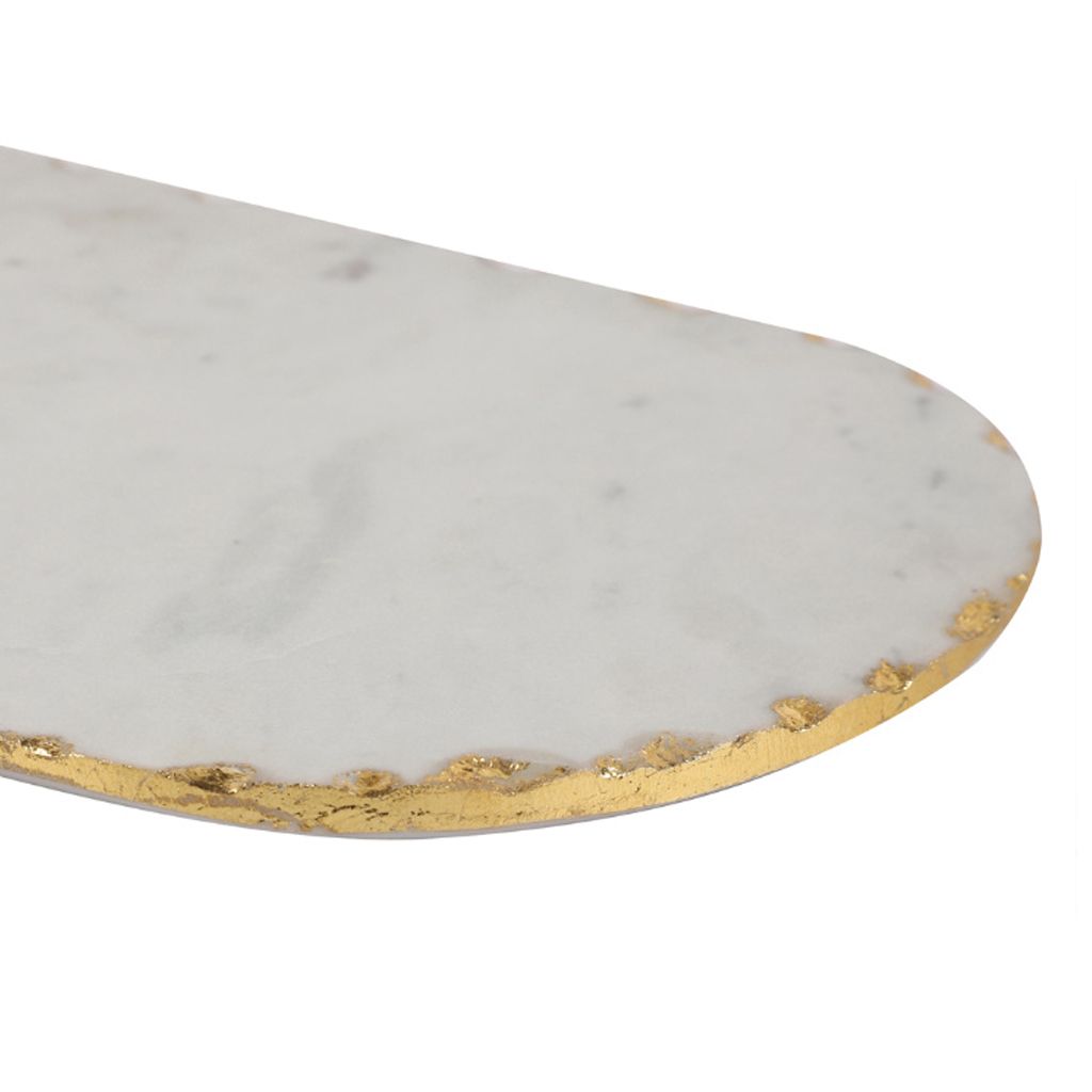 Marble Oval Tray With Gold Accent