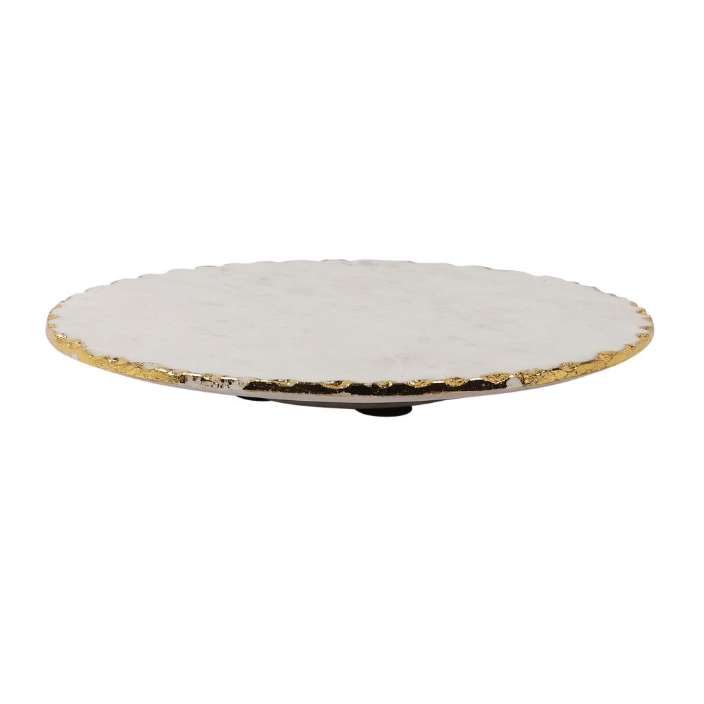 Round Gold & Marble Rotating Stand