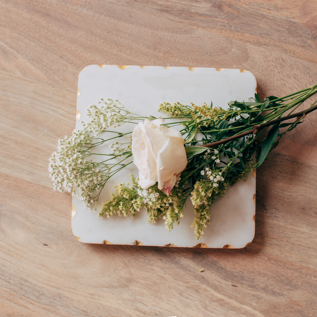 Marble & Gold Trim Square Trivet